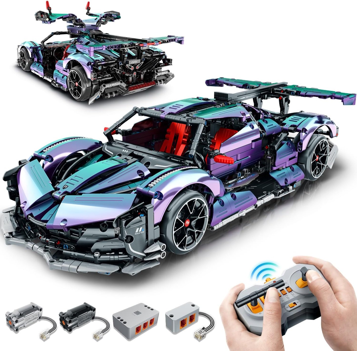 Super Plated Sports Car Building Kits, Adult Collectible Model and Race Engineering Toy Set, 1:10 Scale Electric Driftable Remote Control Sports Car for Adults Men Teens