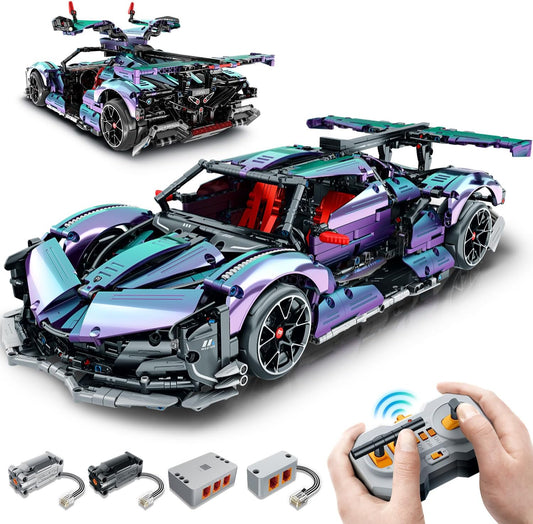 Super Plated Sports Car Building Kits, Adult Collectible Model and Race Engineering Toy Set, 1:10 Scale Electric Driftable Remote Control Sports Car for Adults Men Teens