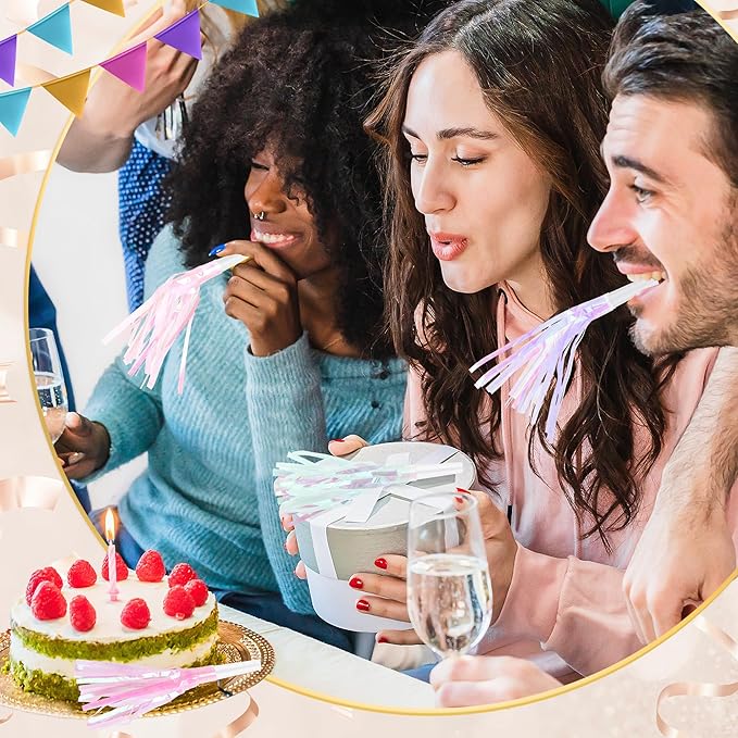 12 Pcs Party Blowers Glitter Noise Makers Metallic Fringed Party Horns for Adults Birthday Graduation New Years Party Favors Supplies