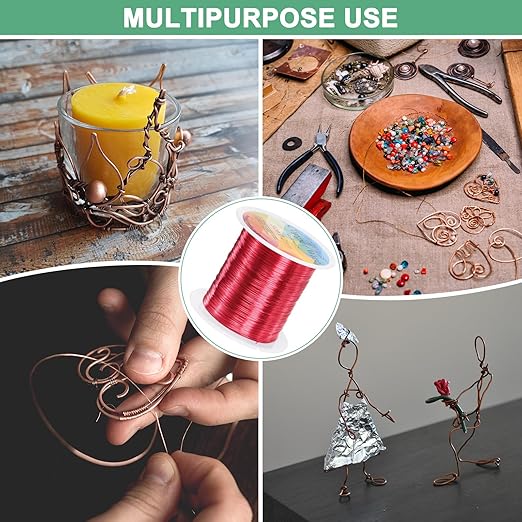 0.2mm Jewelry Wire, 32 Gauge 328FT Craft Wire Copper Beading Wire for Jewelry Making/Planting/Weaving/DIY Crafting, Soft Metal Wires [100M, Red]