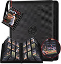 9-Pocket Toploader Binder, Baseball Football Sports Game Cards for 3"x4" Rigid Toploaders Trading Card Collection Album Holds 288 Cards Waterproof Storage Book Easy to Insert (Black)