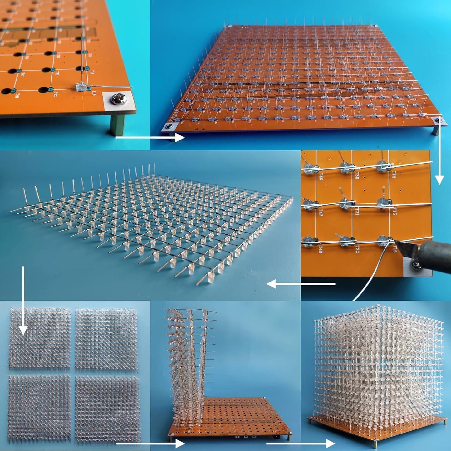 Mini 3D Led Cube DIY Electronics Kit Soldering Project Kit (3D16MINI-MULTI4-KIT)