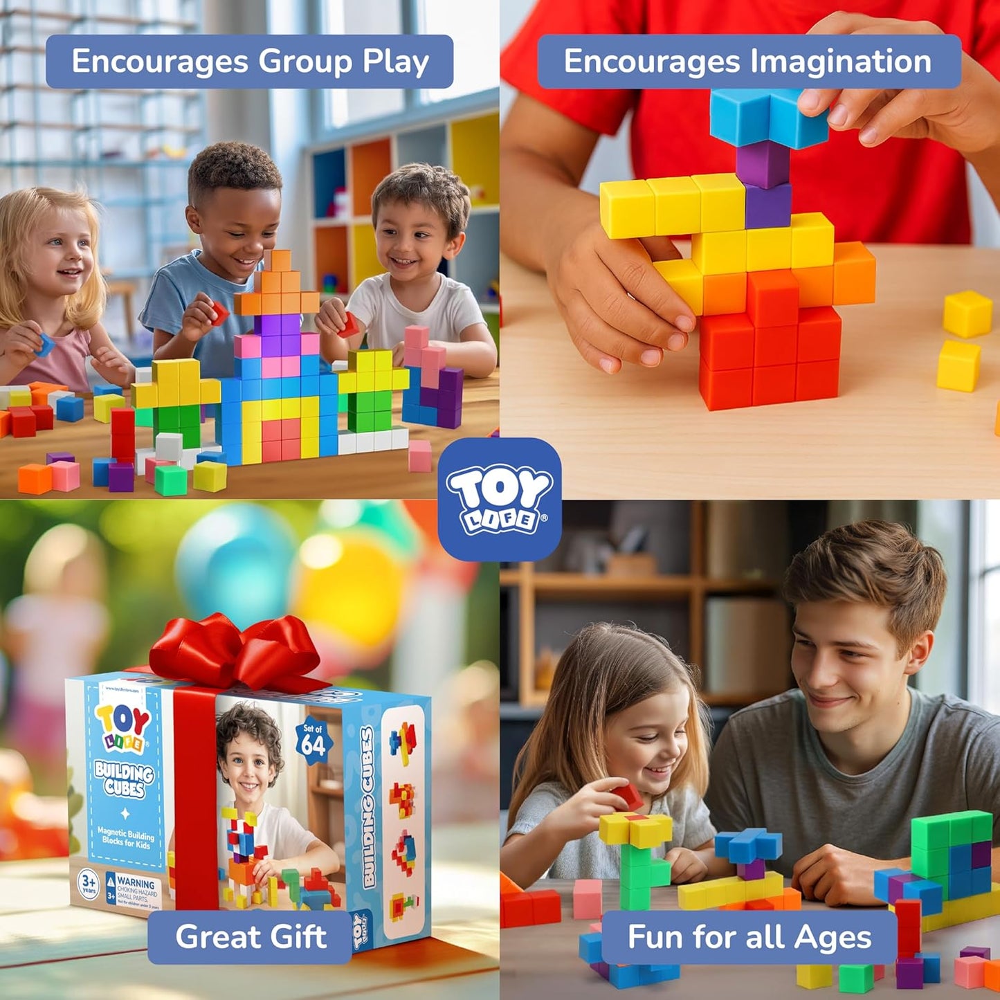 TOY Life 64 Pcs Magnetic Blocks for Toddlers Age 3-5 Magnet Blocks Magnetic Building Block for Kids Ages 4-8 Magnet Block for Kids 3-5 Preschool Creative Stem Building Toys
