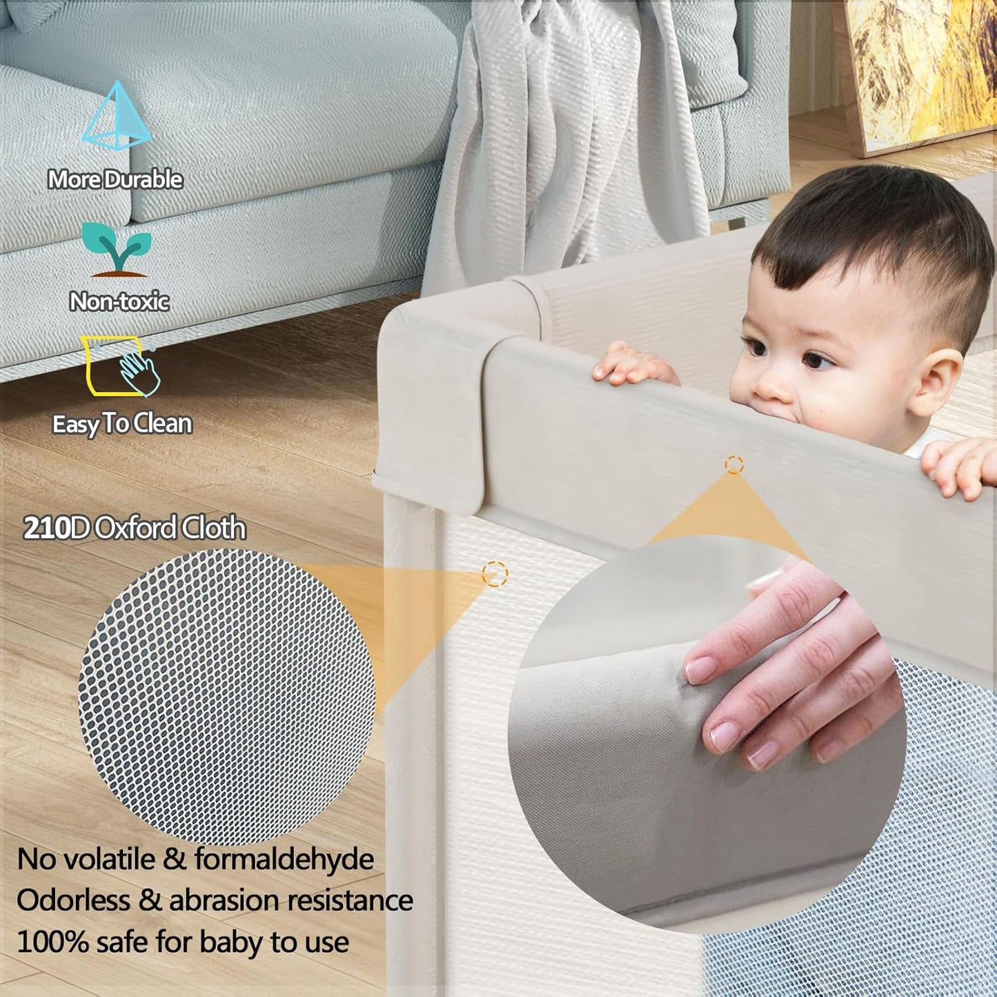 Mloong Baby Playpen with Mat, 59x59 Inches Extra Large Playpen for Babies and Toddlers, Indoor & Outdoor Activity Center, Safety Baby Fence