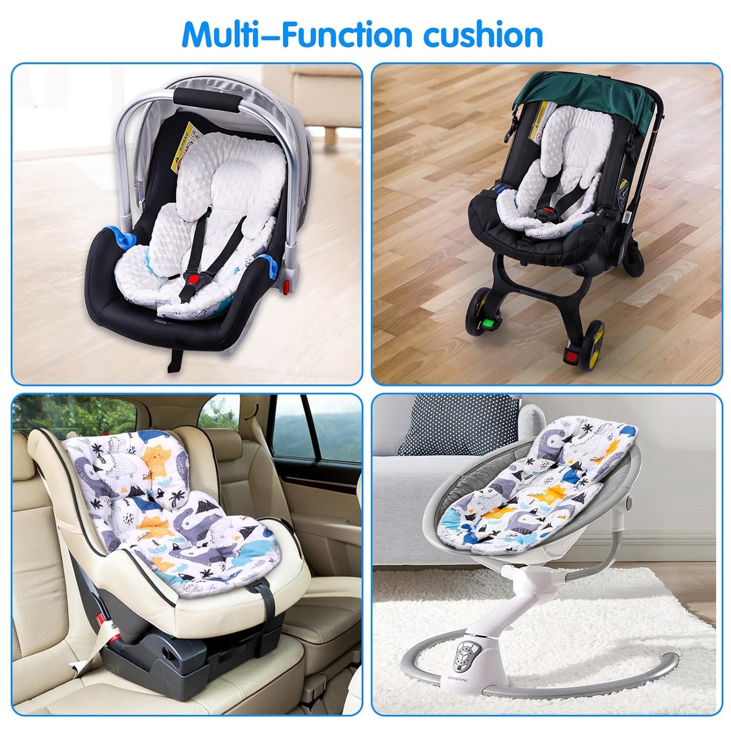 THE KENKYO Infant Car Seat Insert, 2-in-1 Reversible Baby Car Seat Cushion, Carseat Head & Body Support for Newborn, Soft Stroller Cushion Insert for Bouncer, Swing, Baby Registry Seach