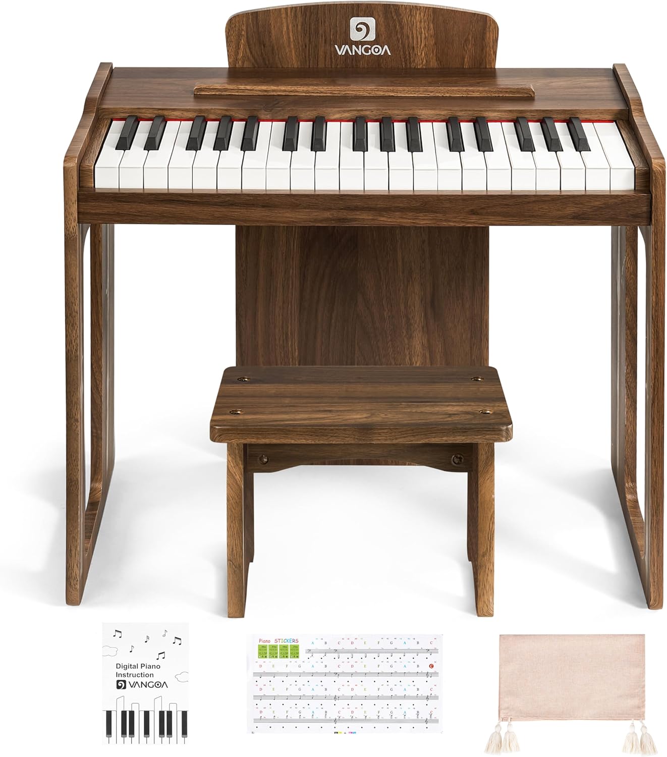 Vangoa Kids Piano Keyboard, 37 Keys Digital Piano for Kids, Music Educational Instrument Toy, Wood Piano for Girls and Boys, Dark Brown