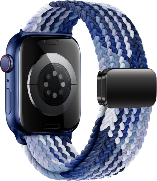 Mazoft Braided Bands With Magnetic Clasp Compatible with Apple Watch Band 38mm 40mm 41mm 42mm 44mm 45mm 46mm 49mm；Soft Nylon Sport Loop Strap for iWatch Series Ultra 2&1 10 9 8 7 6 SE 5 4 3 Women Men
