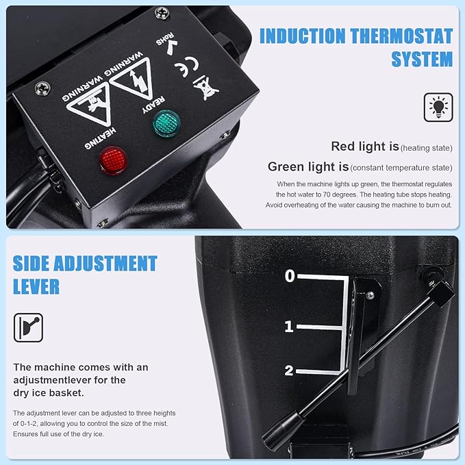 3500W Dry Ice Machine, Portable Low Lying Fog Machine with Tube Nozzle, Dry Ice Fog Machine for Stage Wedding Party Bar KTV Events, Black