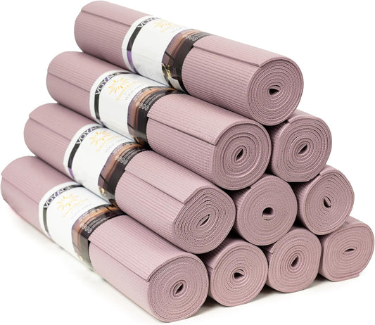 Sunshine Yoga Voyage Yoga Mat, 10 Pack, 72" x 24" Professional Studio and Gym Bulk Yoga Mats, 5mm Thick, Durable, Anti-Tear, Non Slip Fitness and Exercise Mats