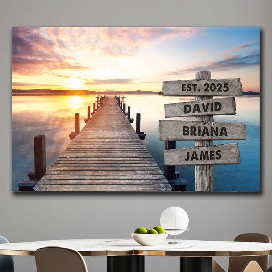 Personalized Father's Day Family Names Street Custom Multi-Name Date of Birth Vintage Street Sign Happy Fathers Day Poster Canvas Wall Art Best Gifts for Dad Husband from Daughter Son Wife Kids #25