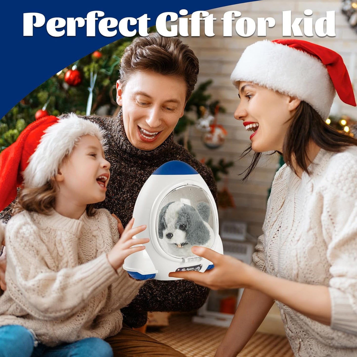 Robot Dog Toy for Kids,Electronic Pet Puppy W/Walking&Barking,Pet Care Pretend Play Set,Interactive Plush Stuffed Toys with Backpack, for Boys,Girls,Toddlers