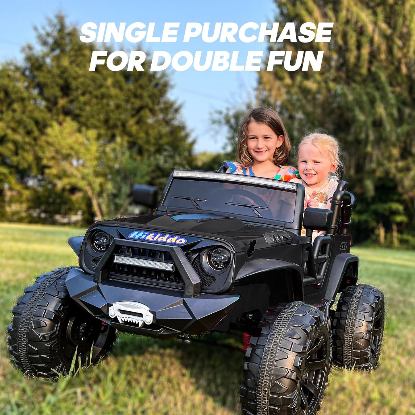 24V 9Ah Ride on Toy for Big Kids, 4x4 2 Seater Ride on Car Truck w/Remote Control, 4x200W Motors - Black Warrior