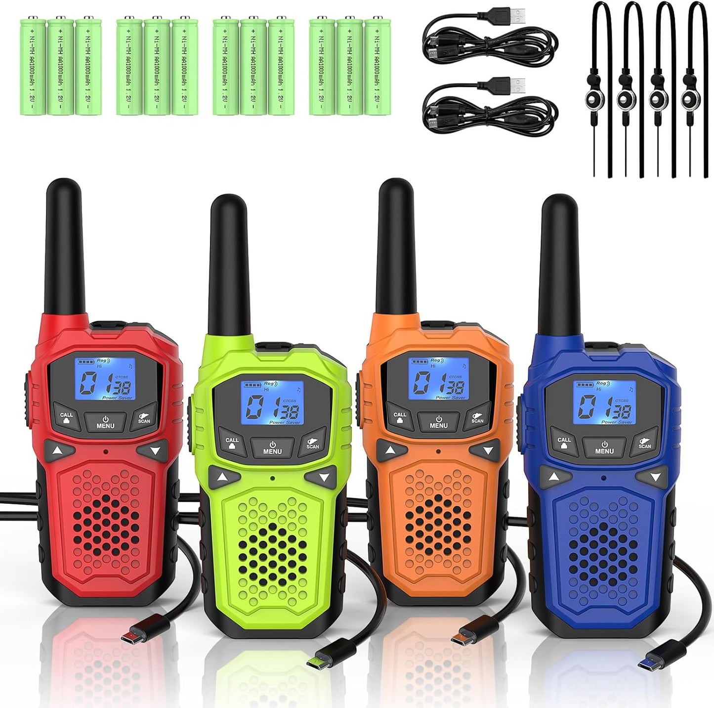 Walkie Talkies for Adults- WokTok Long Range 2 Way Radio, 3000MAH Rechargeable AA Batteries for Held Hiking Accessories Camping Gear Xmas Birthday, 2-in-1 Charging Cable,NOAA Weather Alert,4 Radios