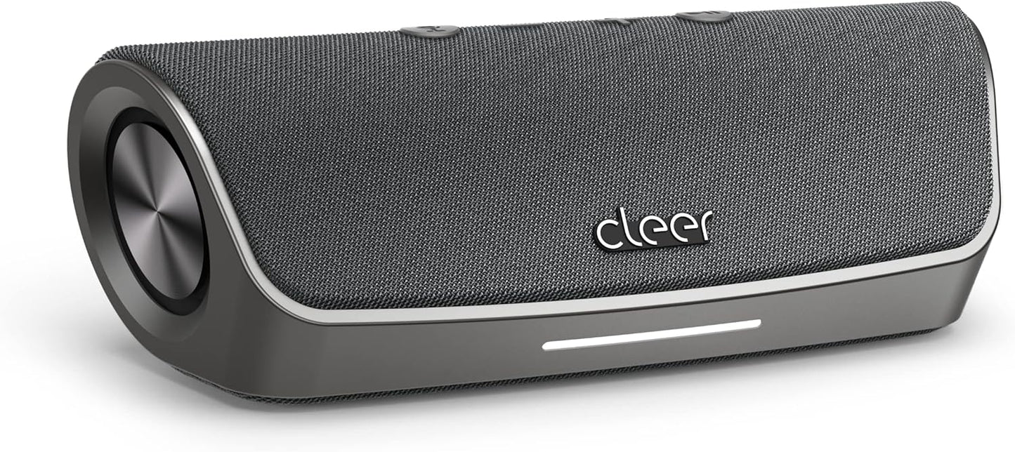 Cleer Scene Wireless Bluetooth Speaker, Simple Fast Pairing, Waterproof IPX7, 12Hrs Play time, Deep Bass, Built-in Mic, Powerful Portable Speakers, for Outdoor & Party, Home, Grey