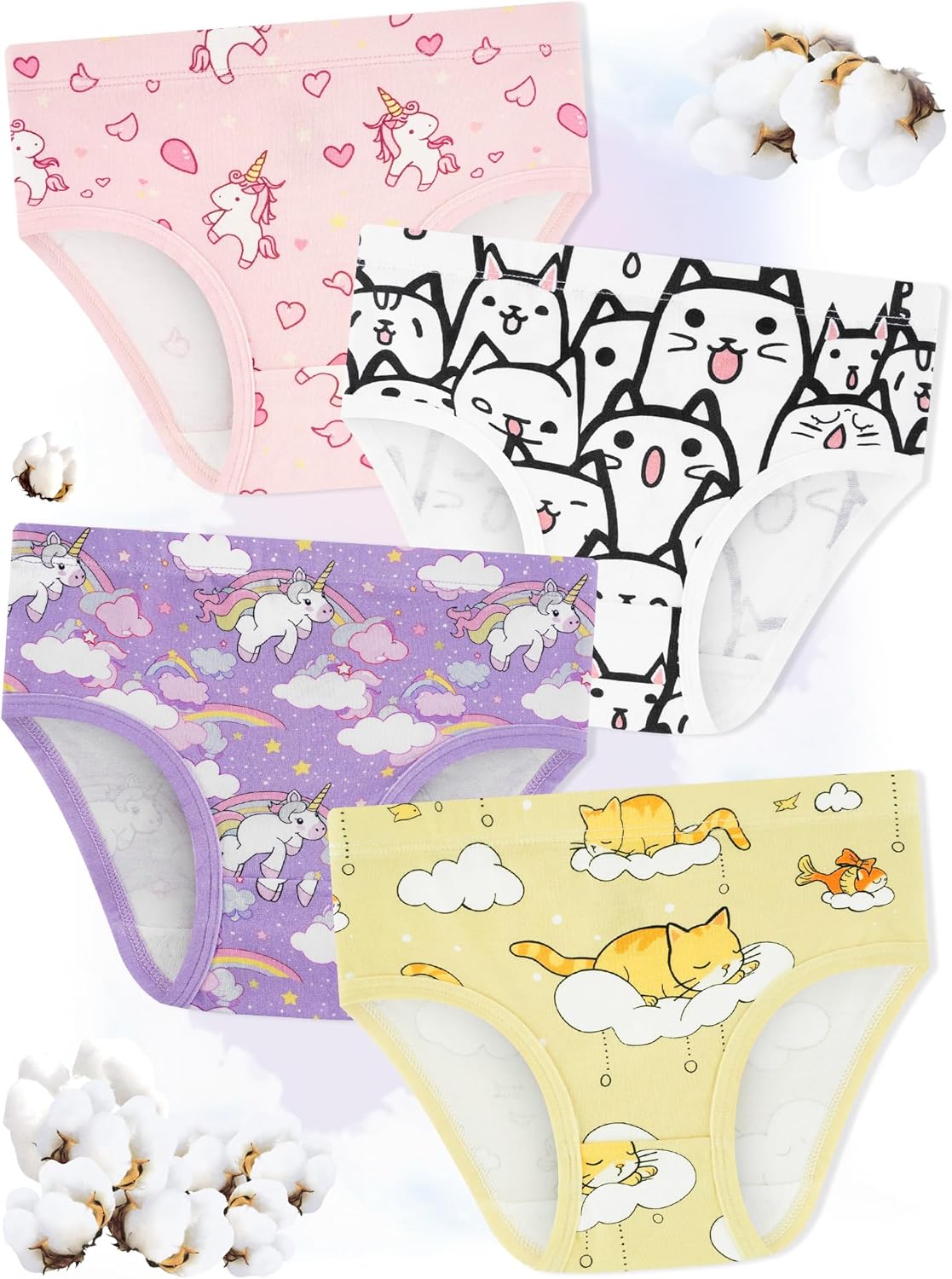 Girls' Underwear,Soft Cotton Tagless Panties for Toddlers' & Little Kids' Comfort,Breathable Briefs,8-Pack