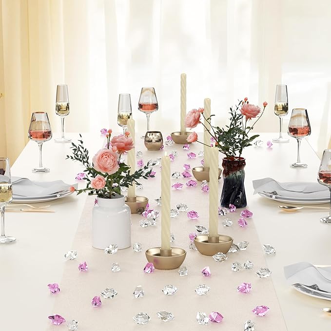 Acrylic Crushed Ice Rocks, Babenest 150 PCS Fake Crystals Plastic Ice Cubes Diamonds Gems for Vase Fillers, Home Decoration, Table Scatter, Event, Wedding, Arts & Crafts (Pink/Clear)