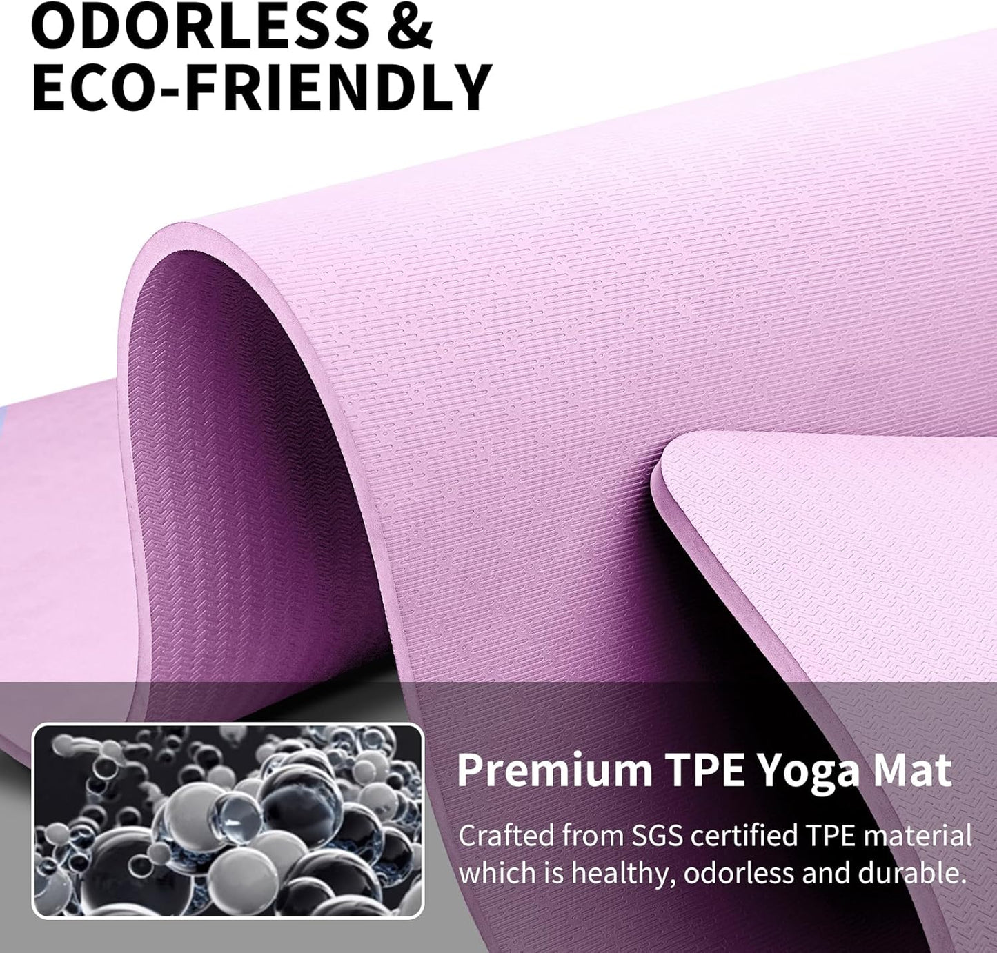 Hatha Yoga Extra Long TPE Yoga Mat 79" x 40” x 1/2" Thick Non-slip Exercise Mat for Home Gym Use, Yoga, Pilates, Fitness & Workouts