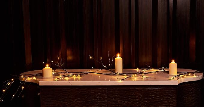 Hairui Mossy Garland Lights 6FT 48 LED Battery Operated Lighted Twig Vine with Timer for Halloween Christmas Party Decoration Indoor Outdoor Use