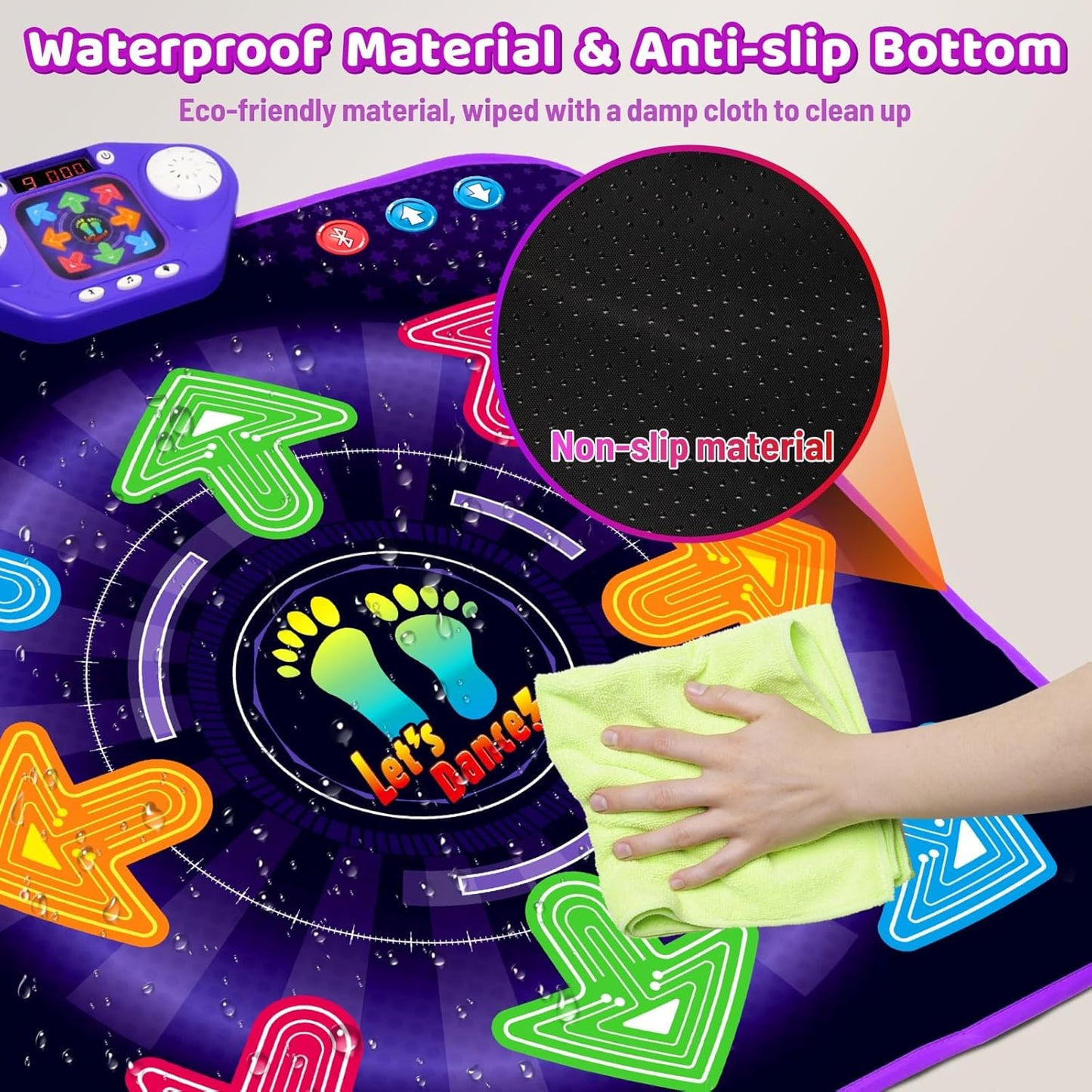 Dance Mat Toys for 3-12 Year Old Kids, Light Up 8 Buttons Dance Mats with Bluetooth, Music Dance Game Toy with 7 Game Modes, Christmas Birthday Gifts for 3 4 5 6 7 8 9 10+ Year Old Girls Boys