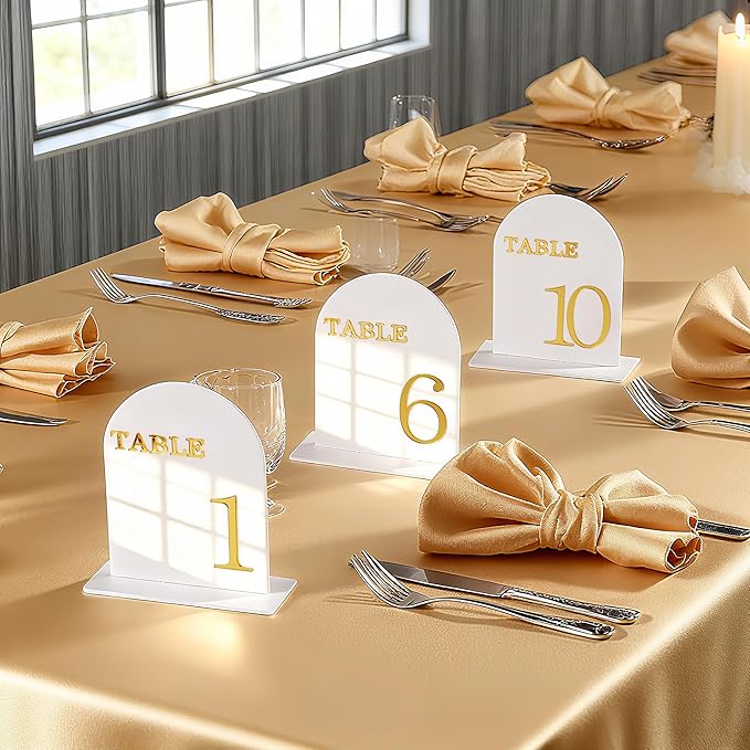 Arch Wedding Table Numbers 1-10 with Stands, 5" X 7" Double Sided Acrylic Wedding Sign Holders, Durable Non-Fading Table Number for Wedding Reception, Events, and Centerpieces