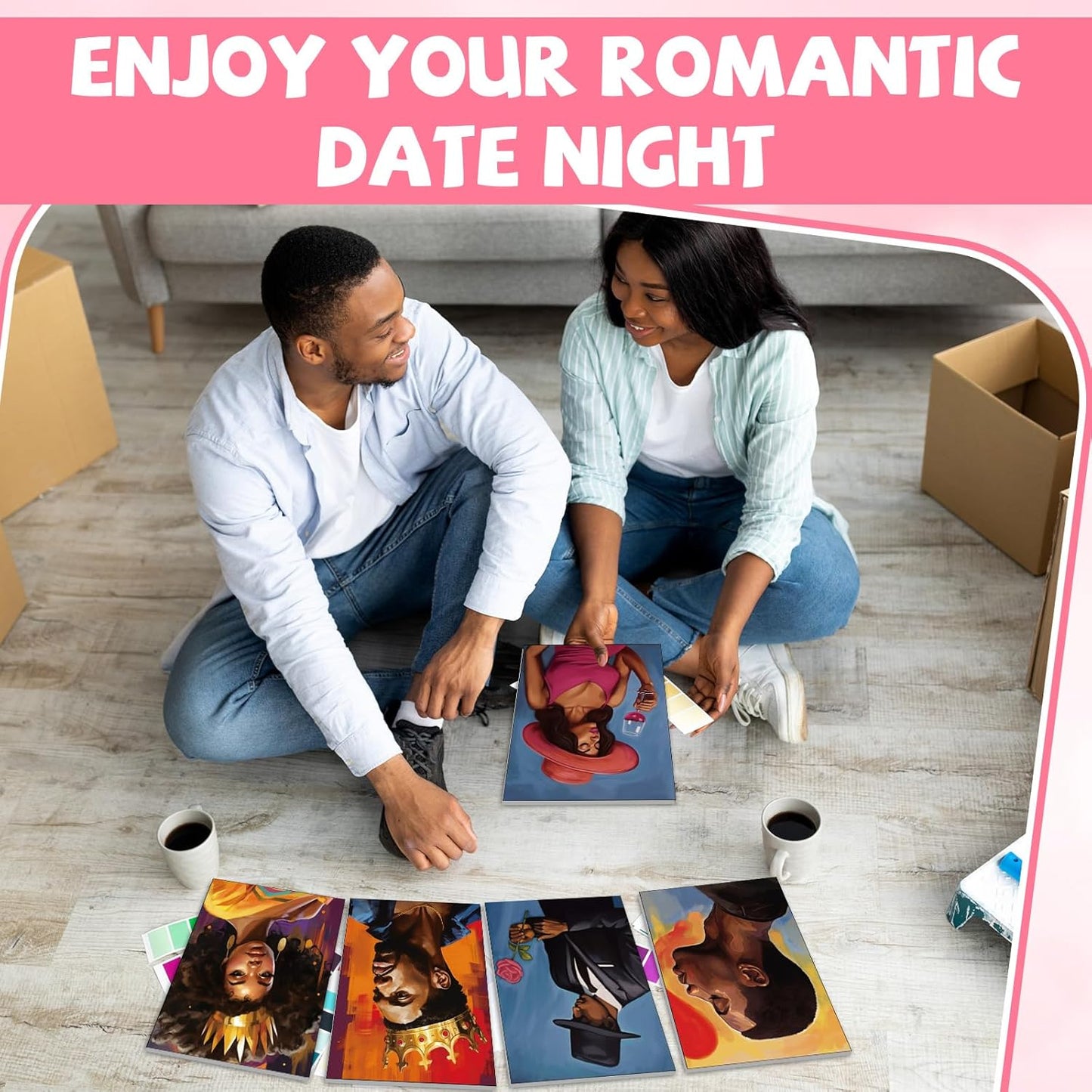 Blosssound 10 Set Pre Printed Canvas Pre Drawn Canvas Painting with Easel Kits 5" x 7" Outline Painting Panels for Beginners, DIY Craft Project, Party Favor, Home Decors(Couple)