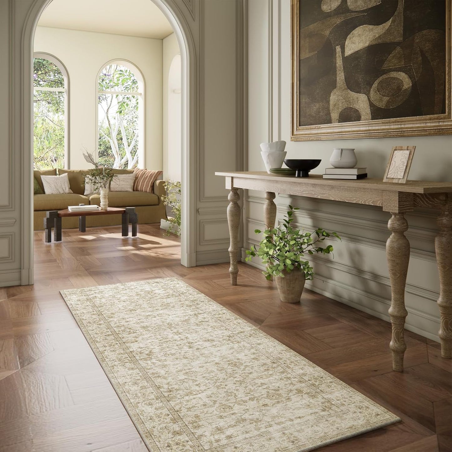 Washable Kitchen Rug Runners for Hallways: 2'x6' Bedroom Runner Rug Non Slip Low-Pile Stain Resistant Soft Carpet Runner for Indoor Entryway Hallways Kitchen Laundry Room Beside Farmhouse