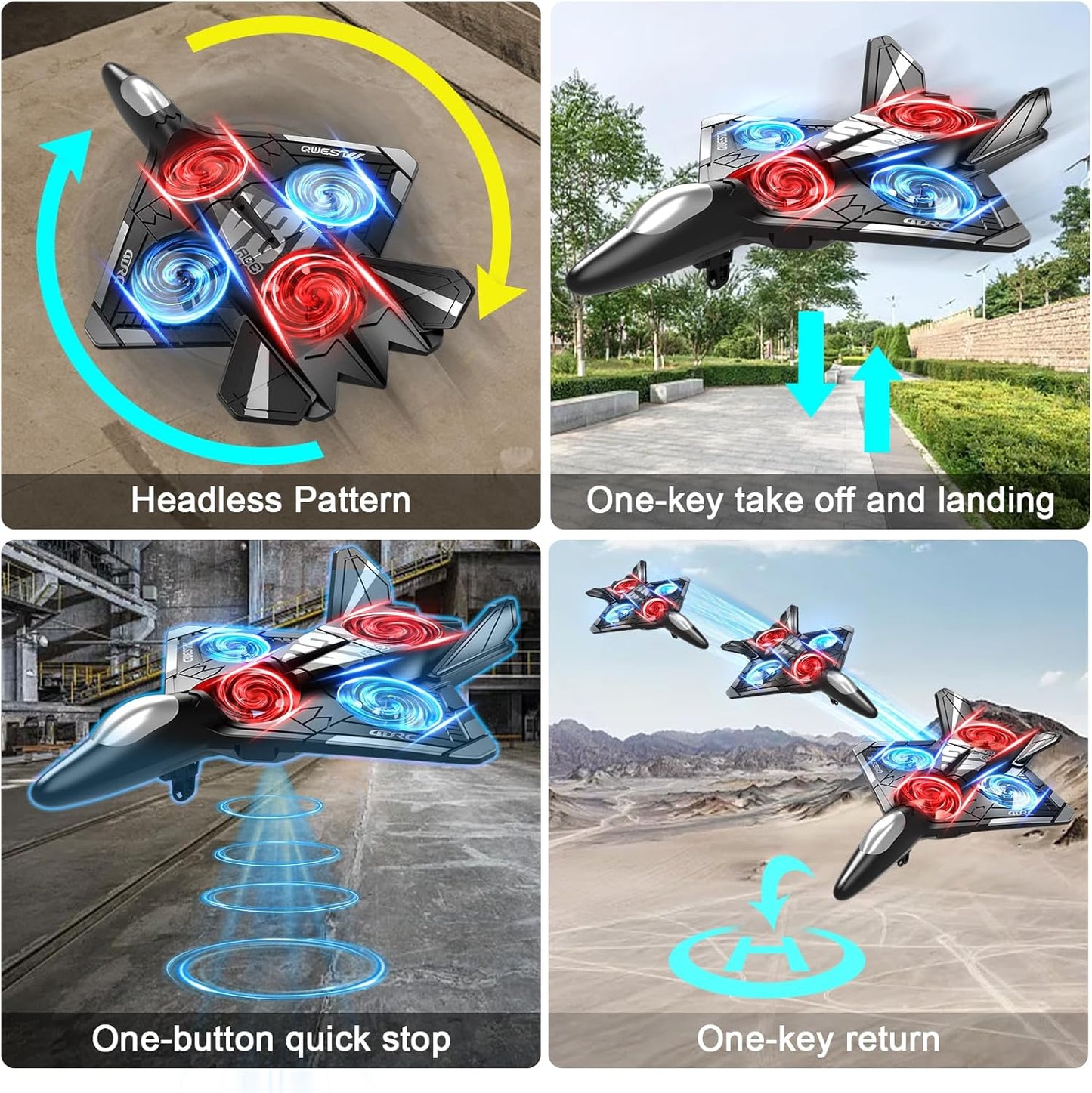 4DRC V31 Foam RC Planes Remote Control Airplanes for Kids Adults 4-7 8-16, Remote Control Planes Fighter Jet with Light, 360° Flip Fighter Jet Toy, Gravity Sensing, Stunt Roll, Gifts for Kids Boys
