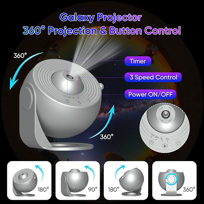 Galaxy Projector for Bedroom,13 in 1 Star Projector with Timer and 3 Button Control 360° Rotating Planetarium Ceiling Night Light Projector for Kids,Adult,Gifts,Ceiling,Bedroom Room Decor