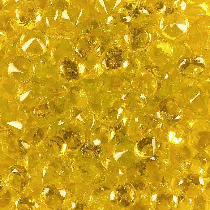 Super Z Outlet Acrylic Color Faux Round Diamond Crystals Treasure Gems for Table Scatters, Vase Fillers, Event, Wedding, Birthday Decoration Favor, Arts & Crafts (1 Pound, 240 Pieces) (Yellow)