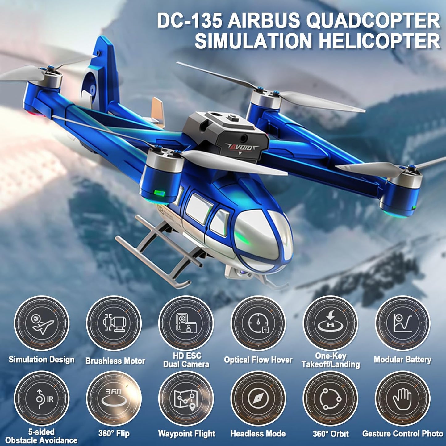 Camera Drone for Kids 8-12 & Adults, Beginner-Friendly Mini Drone with 360° Flips, One-Key Take Off/Landing, Headless Mode, 2 Batteries, RC Quadcopter Toys for Boys Girls