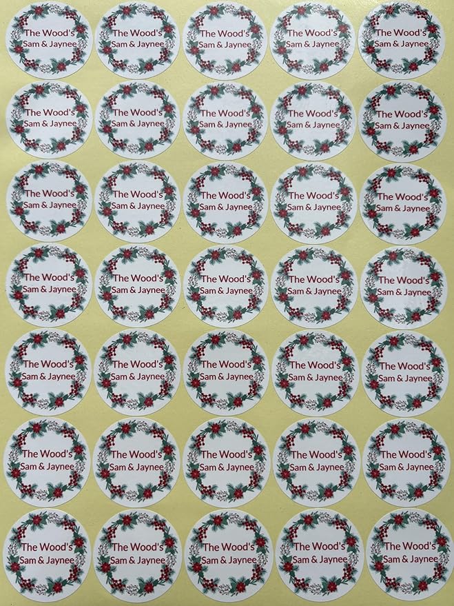 Premium Custom Stickers Labels - Personalized Stickers for Businesses Logo and Name. Birthday Pets and Label Product Boxes Wedding Favors Waterproof Labels (wreath 8, 2.5 inch)