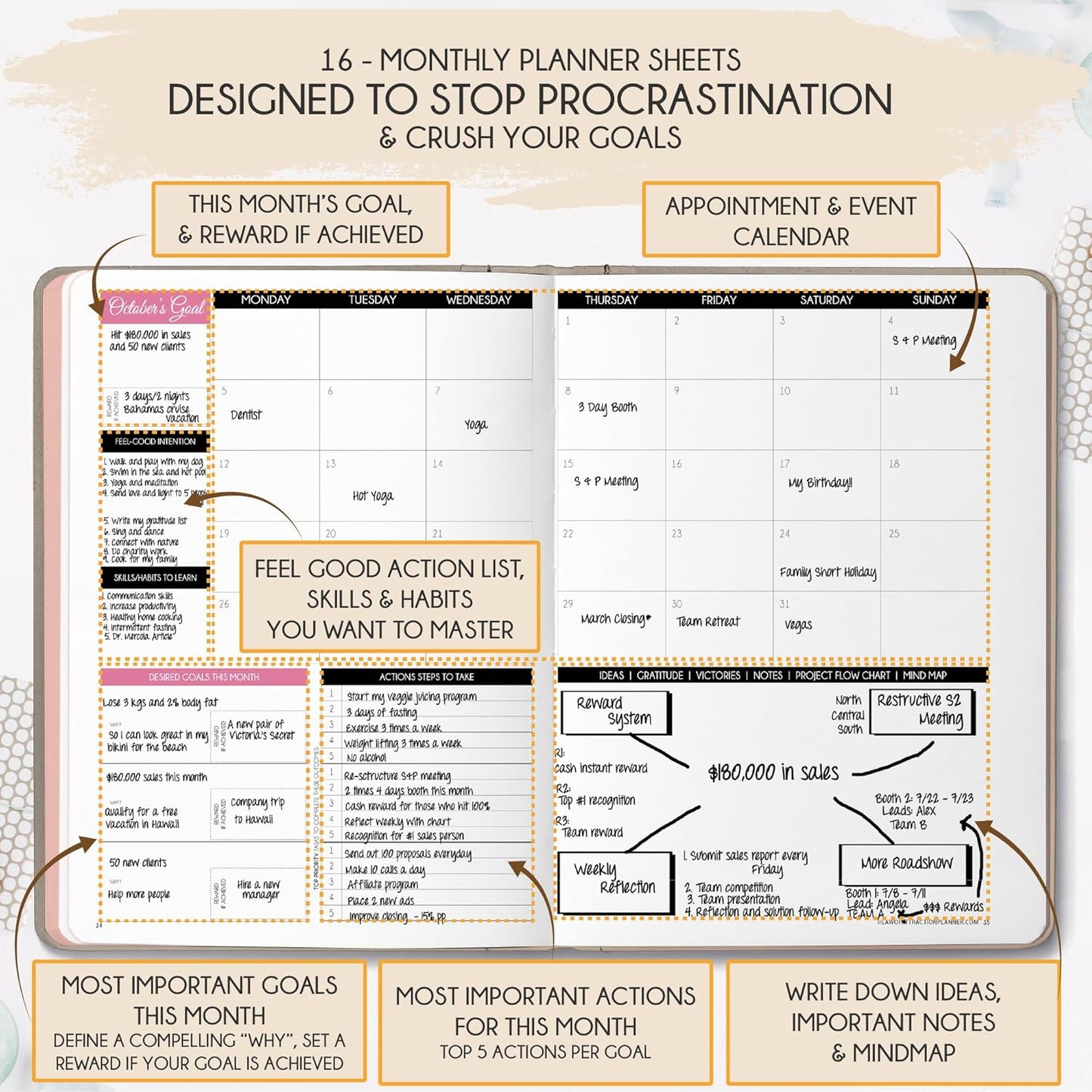 2025-2026 Planner Weekly and Monthly | 16-Month Life Planner to Increase Focus & Productivity | Reduce Overwhelm & Achieve Your Biggest Goals | Include Gift Box & Stickers | Sep 2025-Dec 2026