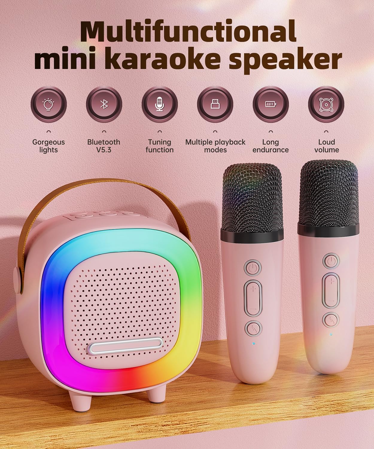 Mini Karaoke Machine Speaker for Kids Adults, Portable Bluetooth with 1 Wireless Microphones, Children's Day Birthday Gift Ideas for Toys for Teens Boys and Girls Aged 4, 5, 6, 7, 8, 9, 10, 11, 12+