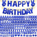 167Pcs DIY Glitter Customizable Banner Kit Happy Birthday Letter Hanukkah Custom Banners Happy New Year Personalized Banner for Christmas Baby Shower Birthday Party Decoration (Shiny Sapphire blue)