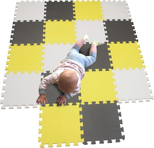 MQIAOHAM® 18 Pieces Puzzle Play Mats, Soft Baby Play Mat, Kids Interlocking Foam Floor Tiles, Toddlers Carpet Playmats G301018-101105112