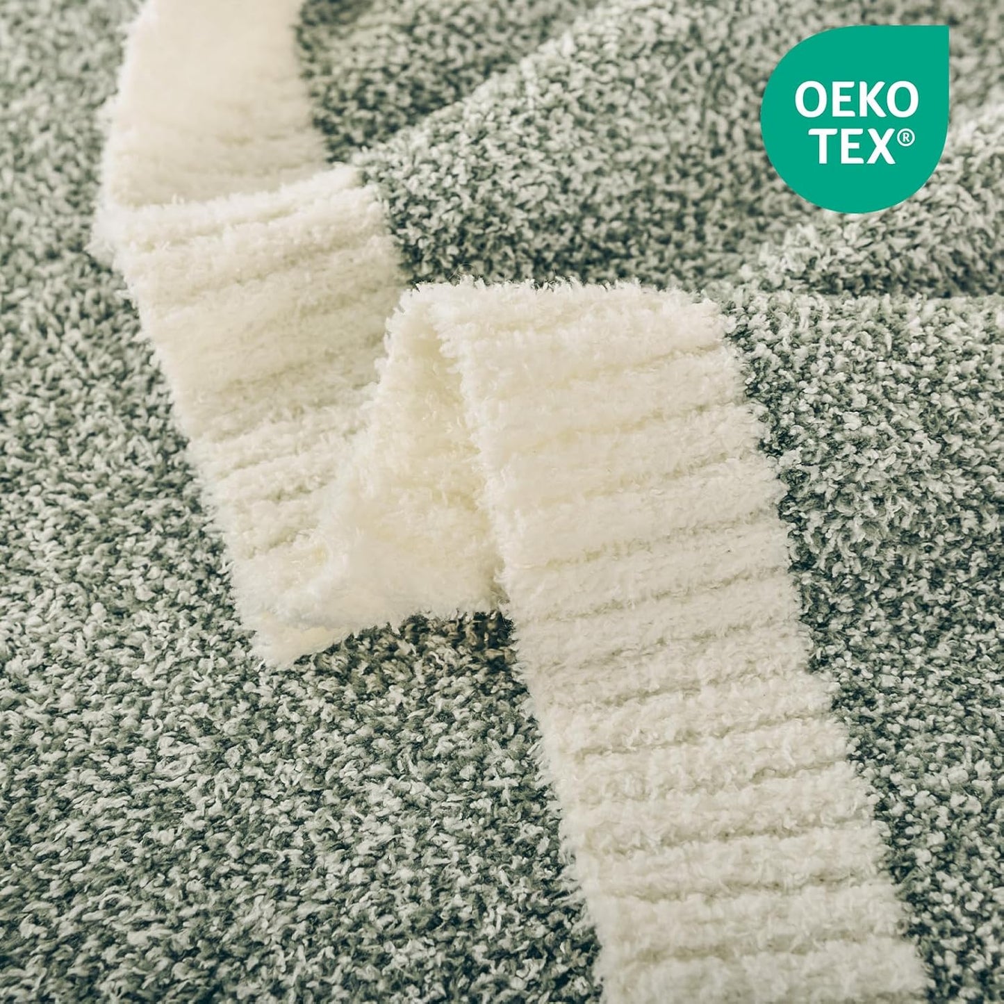 NEXHOME PRO Super Soft Throw Blankets for Couch, Reversible Warm Blankets Cozy Knit Blanket for Women, Fuzzy Plush Lightweight Throws for Sofa, Bed, Picnic, Sage Green White, 50 x 60 inches