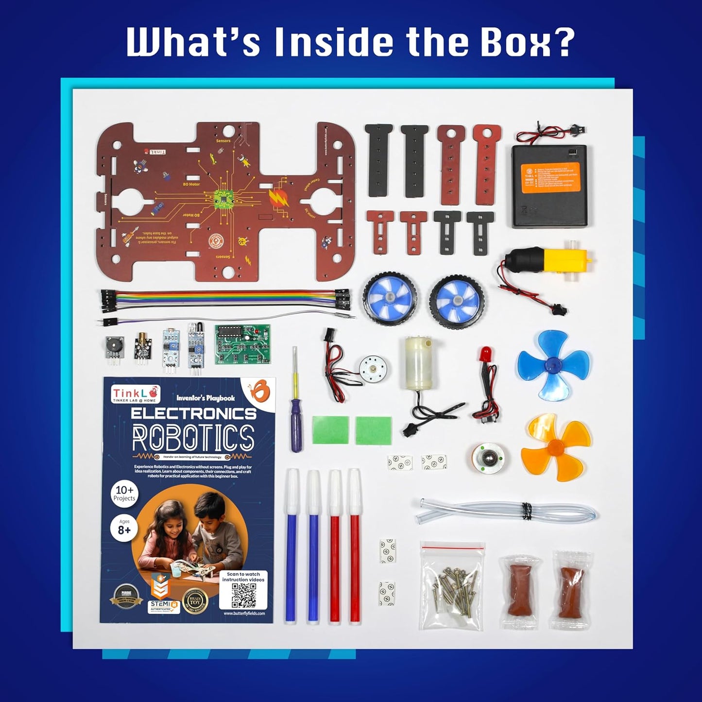 Butterfly EduFields 10-in-1 STEM Robotics Kit for Kids Ages 8-14 | Electronics & Engineering Science Kit with Circuit Board Projects | Educational Robot Building Kit