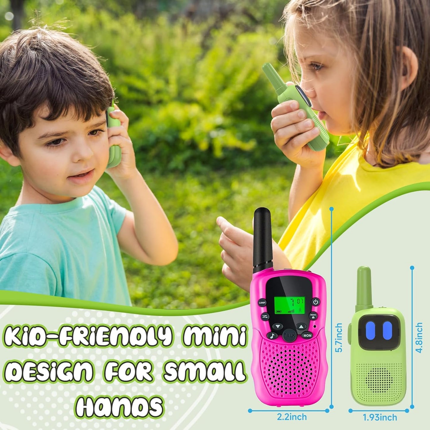 Toys for 3-12 Year Old Girls Boys, Walkie-Talkies for Kids 2 Pack 1000FT Long Range with 2 Channels, Handheld Kids Walky Talky Educational Electronic Outdoor Toys for Outside Camping Hiking