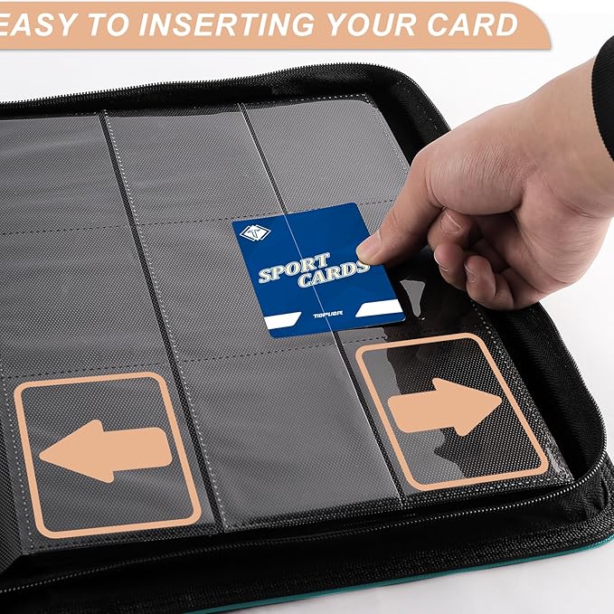 Trading Card Binder, Card Binder Album Fit for MTG Baseball Football Sports Cards, Easy to Use Card Collection Binder (Teal, 432 Pockets)