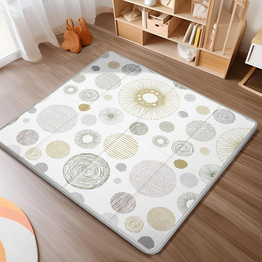 Foldable Baby Play Mat, PIGLOG 0.6 inch Waterproof Playmats for Babies and Toddlers Kids, Safe Foam Playmat for Tummy Time, 50“x50” Playpen Mat, Reversible Portable Baby Floor Mat for Infant, Circle