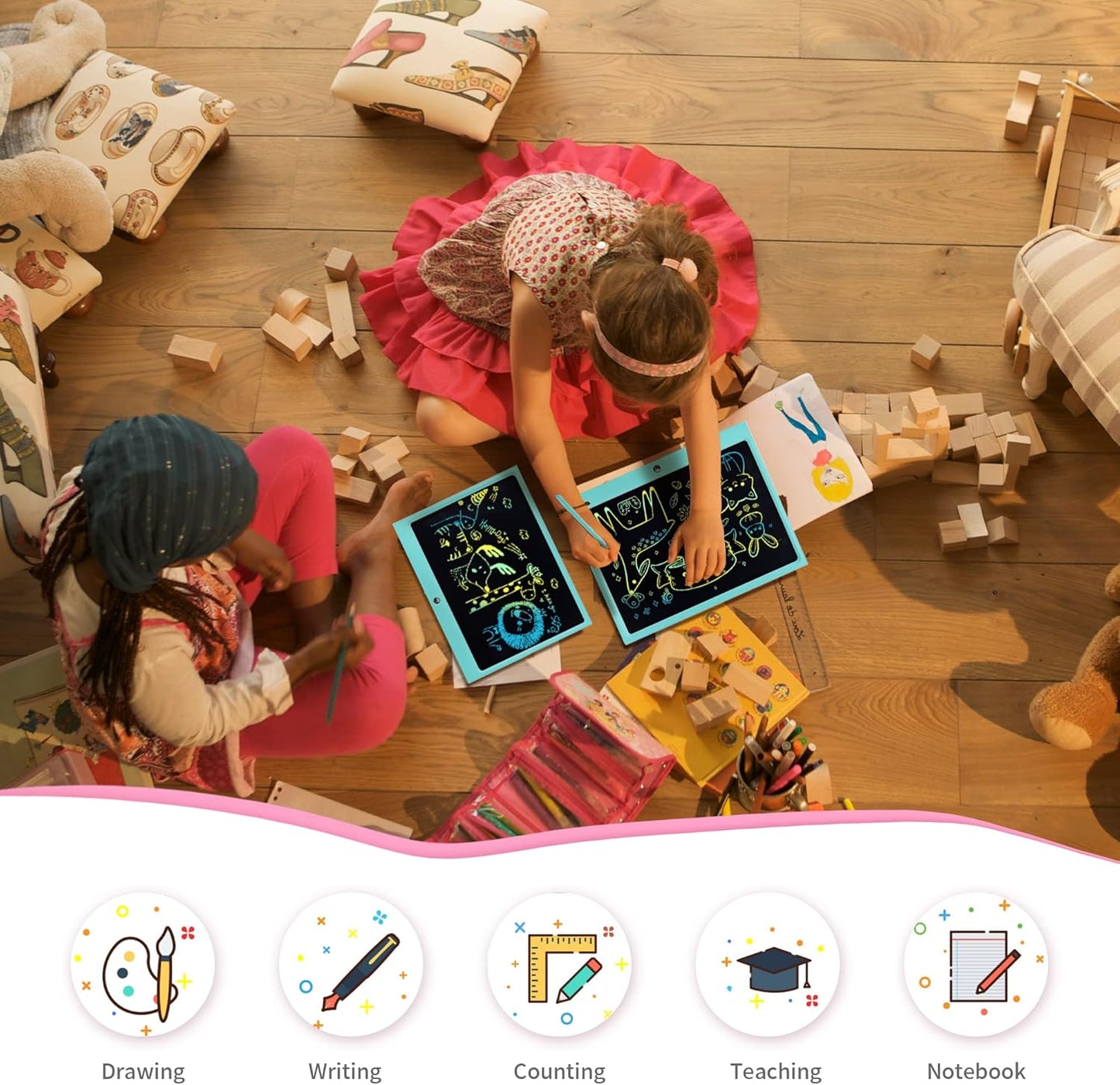 LCD Writing Tablet for Kids, 15 Inch Colorful Electronic Doodle Board for Kids Age 3+ Toys Christmas Birthday Erasable Drawing Tablet Toddler Learning Toys