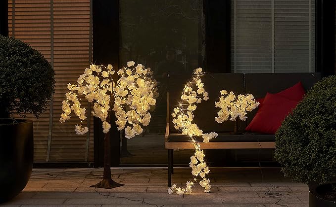 Hairui Cherry Blossom 96 LED Fairy Lights 6FT Garland, White, Battery Operated with Timer for Indoor/Outdoor Decor