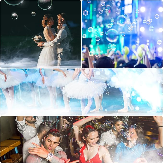 2000W Fog Machine, 3 in 1 Fog Bubble Machine with 2 Bubble Fans, 18 RGB LED Lights Smoke Bubble ALL IN ONE Fog Machine, Bubble Machine for Halloween Christmas Party Wedding, 3 Pack