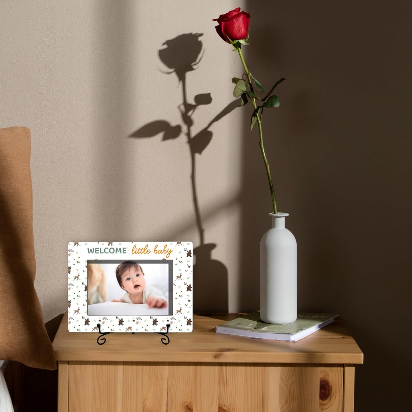 Baby Photo Frame, Woodland Animal Theme Picture Frames, Welcome Little Baby Photo Frame, Nursery Decorations, Gender Reveal Gifts, New Father Mom To Be Gifts, Wooden Picture Frames -A23