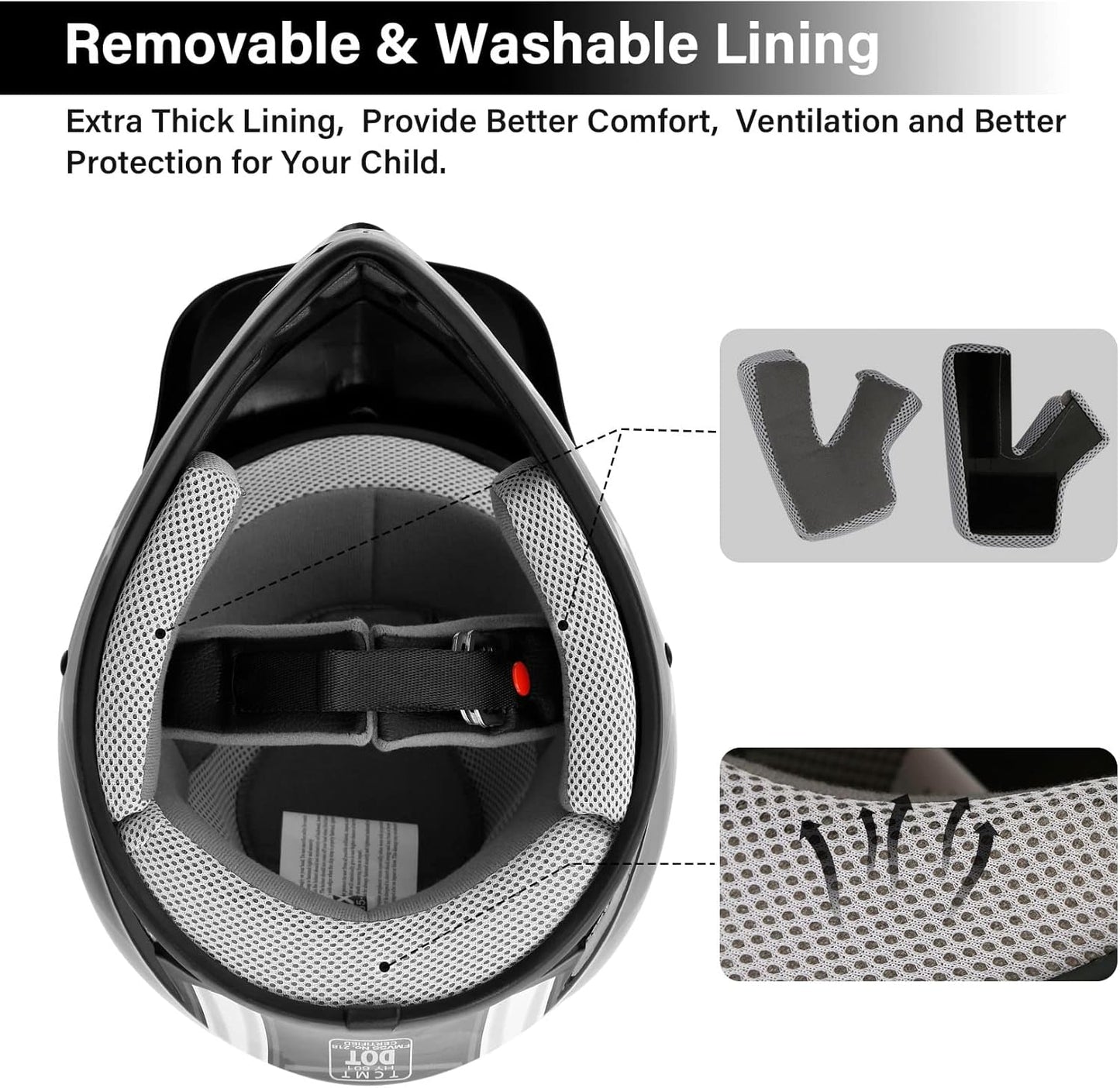 TCMT Dot Youth & Kids Motorcycle Off-Road Helmet Full Face Motocross Street Dirt Bike Mountain Bike BMX MX ATV Helmet+Goggles+Gloves New