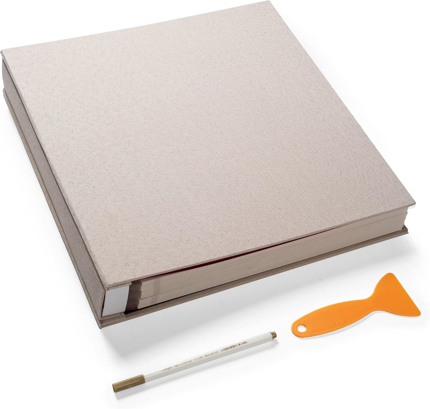 Large Photo Album Self Adhesive 4x6 8x10 10x12 Scrapbook Magnetic Album DIY Scrapbook Length 13 x Width 12.8 (Inches) 120 Sticky Pages Linen Cover DIY Photo Album(Beige)