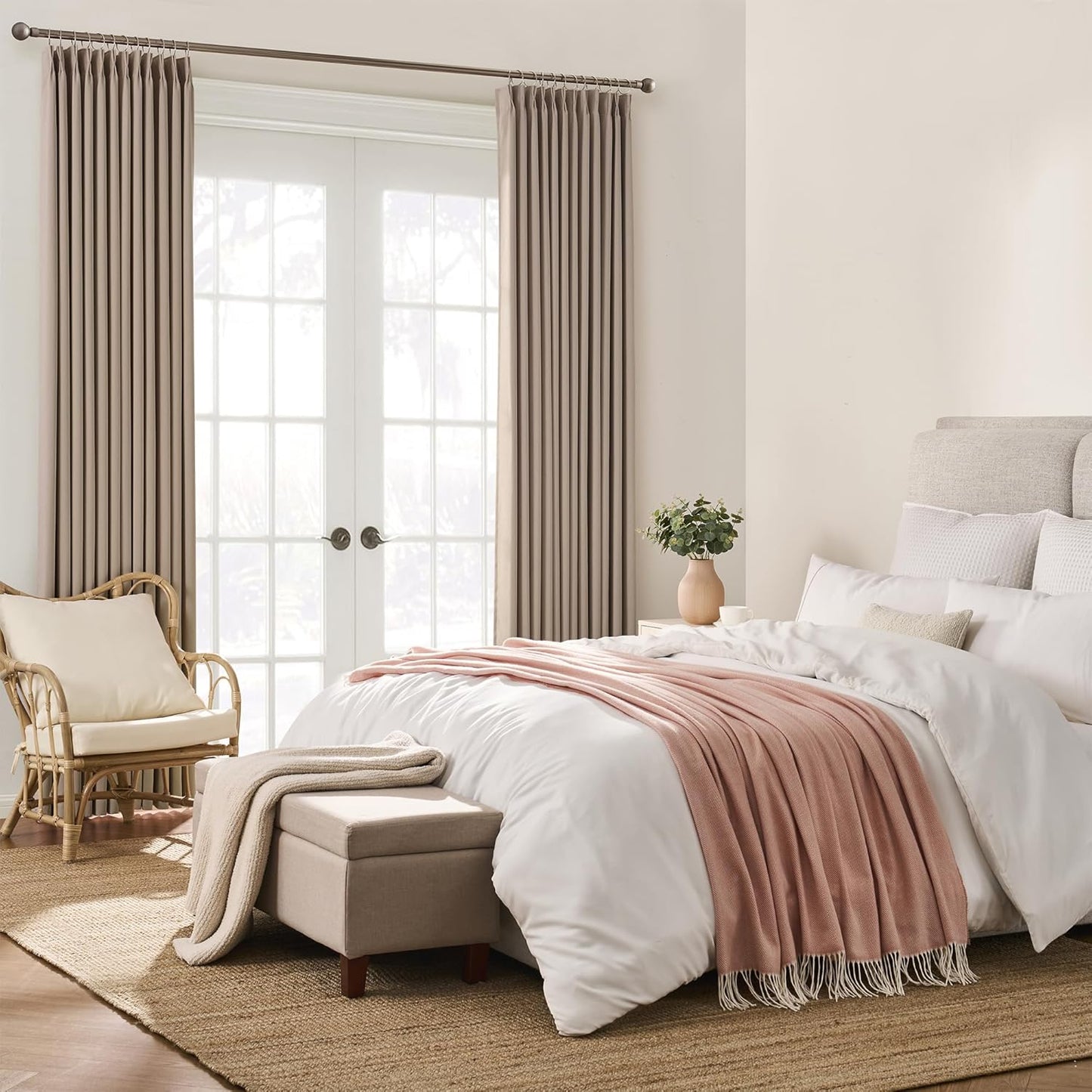 KEQIAOSUOCAI Pleated Blackout Curtain Drapes for Window 90" L - Triple Weave Energy Saving Solid Pinch Pleat Hook Thermal Room Divider Blackout Panels for Patio (72" Wide per Panel, 2 Panels, Khaki)