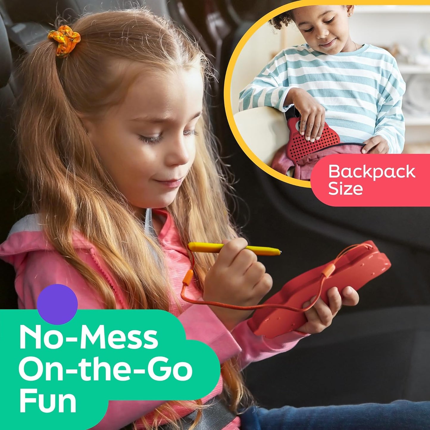 Magnetic Drawing Board for Kids & Toddlers with Beads and Magnet Stylus Pen - Magnetic Travel Toy for Airplane & Car Ride Activities for Kids