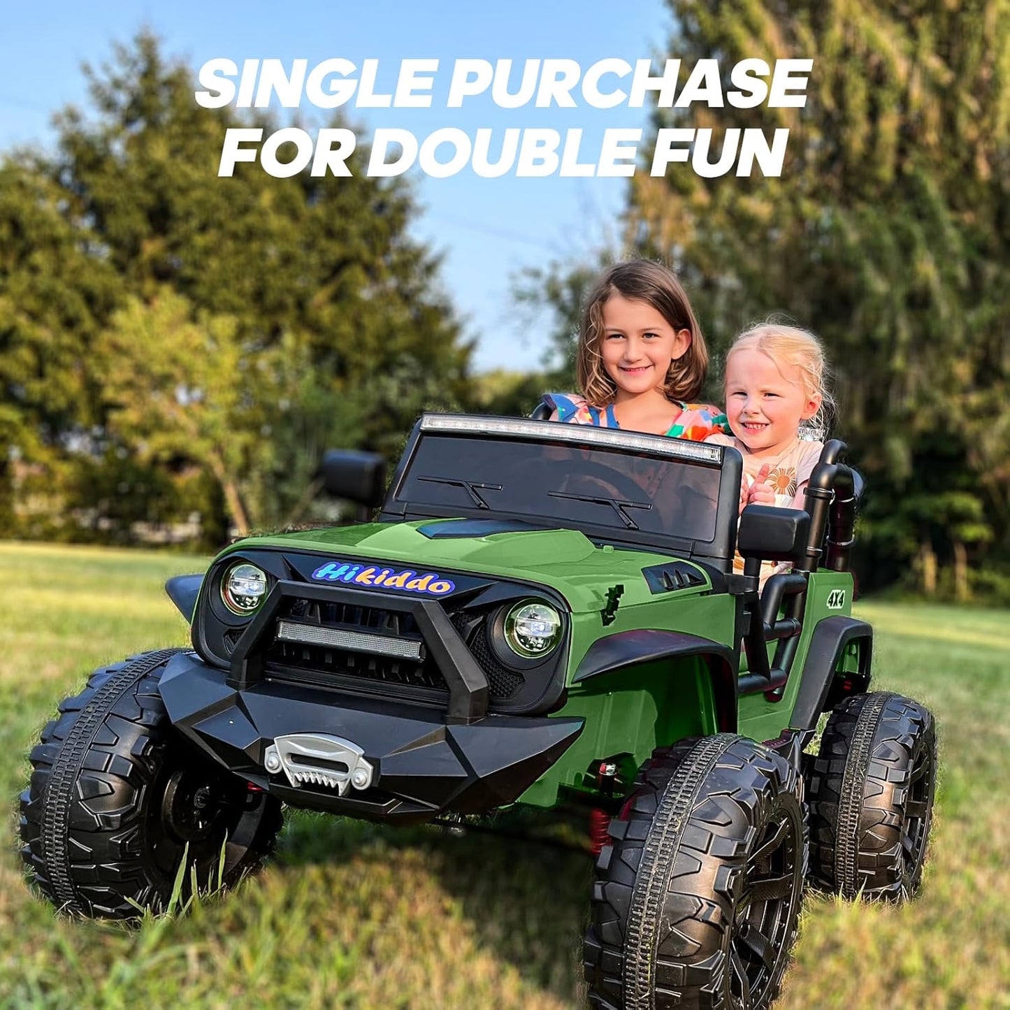 24V 9Ah Ride on Toy for Big Kids, 4x4 2 Seater Ride on Car Truck w/Remote Control, 4x200W Motors - Green