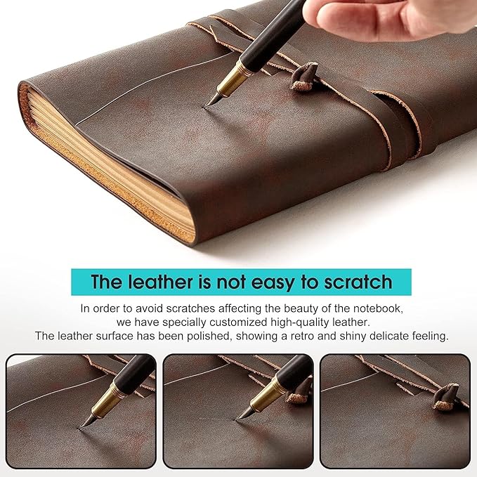 Genuine Leather Notebook - 5x7.1 Inch Vintage Journal for Writing, Travel, Artists, Women and Men - Blue